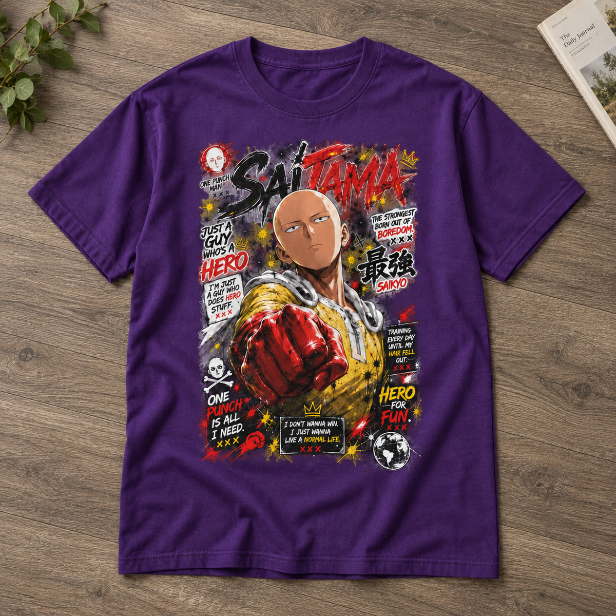 Anime Hero Punching Power Graphic Tee Retro Manga Style Unisex Cotton T-Shirt
