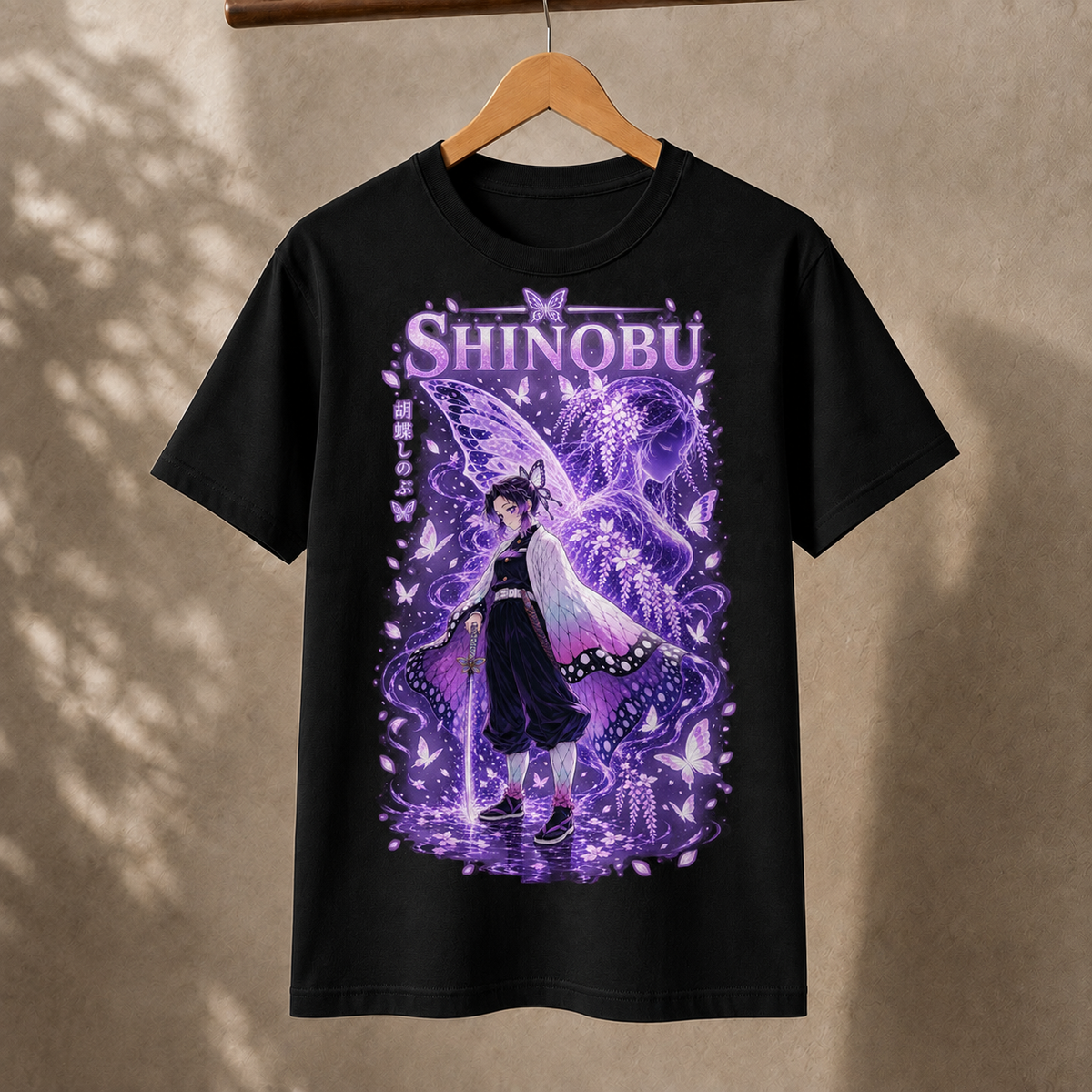 Shinobu Anime Butterfly Graphic T-Shirt, Japanese Manga Lover Tee, Kawaii Aesthetic Unisex Cotton Shirt