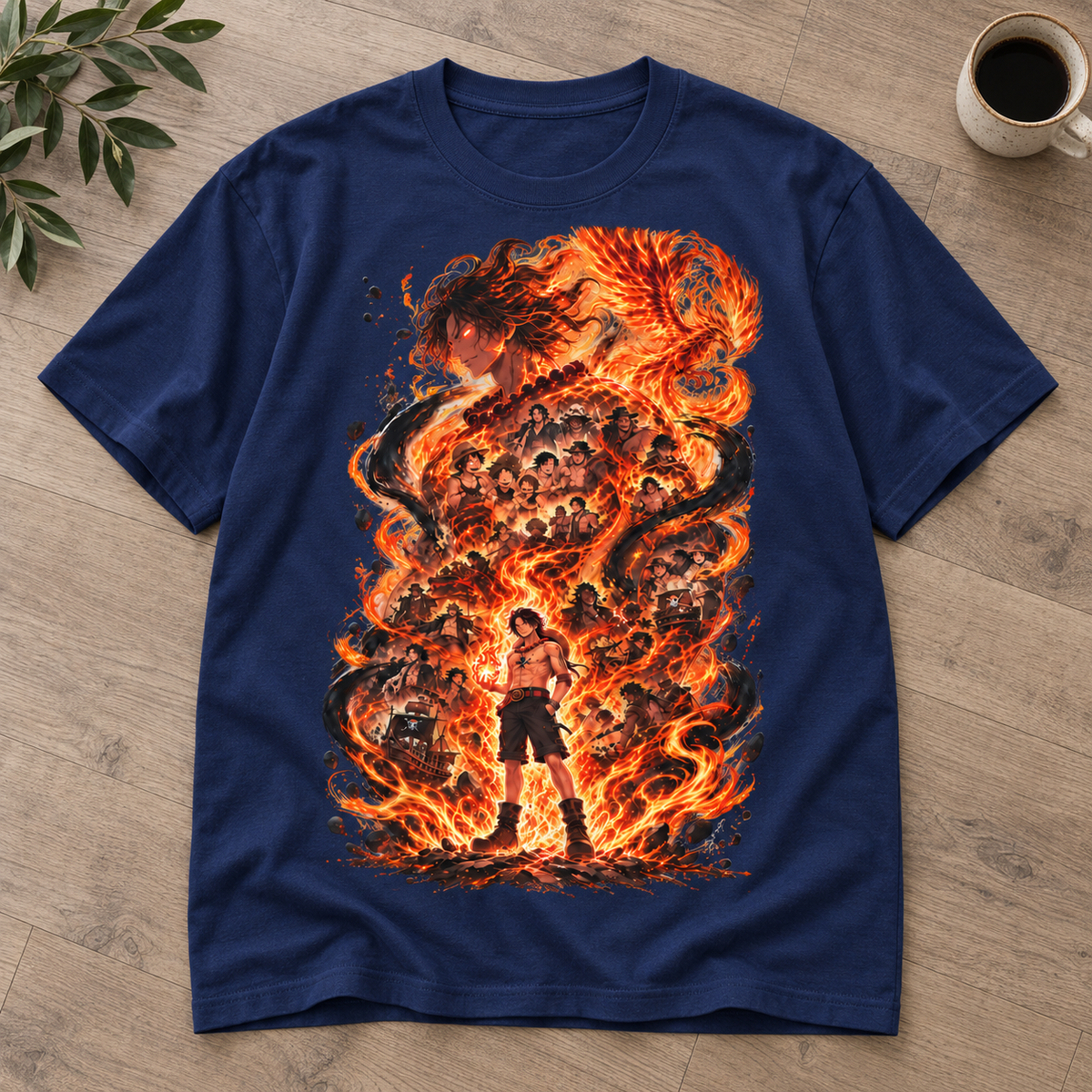 Anime Fire Flame Warrior Graphic Tee Unisex Casual Shirt Retro Manga Action Fan Gift
