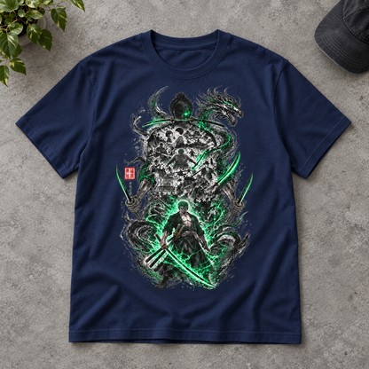 Anime Samurai Green Aura Swordsman Unisex Graphic T-Shirt Japanese Manga Art Tee