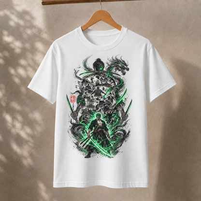 Anime Samurai Green Aura Swordsman Unisex Graphic T-Shirt Japanese Manga Art Tee