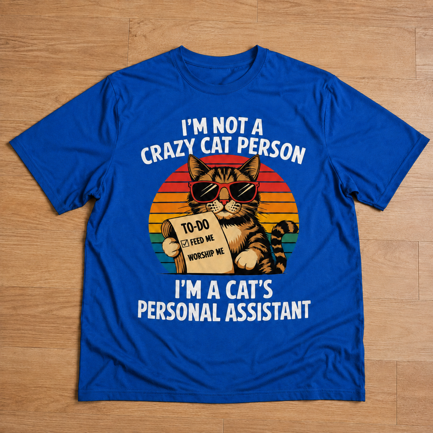 Gift for Cat Lovers "I'm not a Crazy Cat Person. I'm a Cat's Personal Assistant" - Adult Unisex and Youth Premium Cotton T-Shirt DTF Print