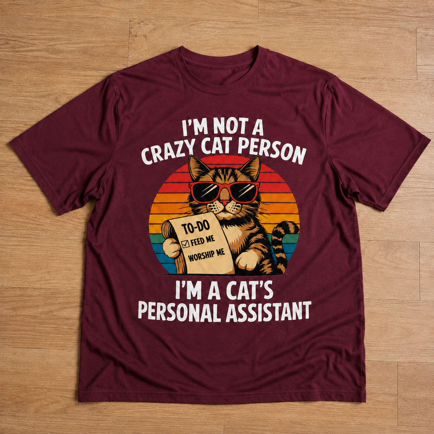 Gift for Cat Lovers "I'm not a Crazy Cat Person. I'm a Cat's Personal Assistant" - Adult Unisex and Youth Premium Cotton T-Shirt DTF Print