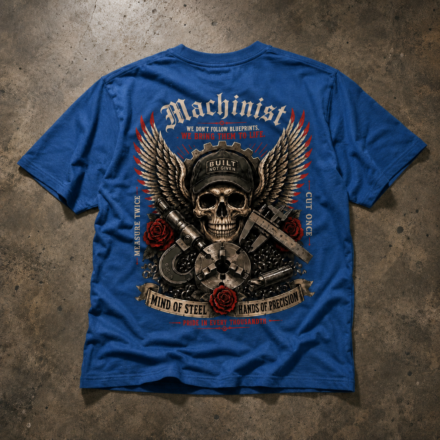 Machinist Shirt, CNC Machinist Gift, Mechanic Skull T-Shirt, Metalworker Garage Tee, Gildan 180gsm DTF Unisex Shirt