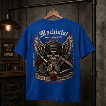 Machinist Shirt, CNC Machinist Gift, Mechanic Skull T-Shirt, Metalworker Garage Tee, Gildan 180gsm DTF Unisex Shirt