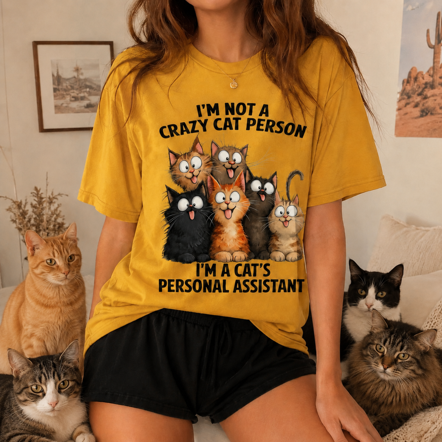 Crazy Cat Person T-Shirt – Cat’s Personal Assistant Funny Graphic Tee