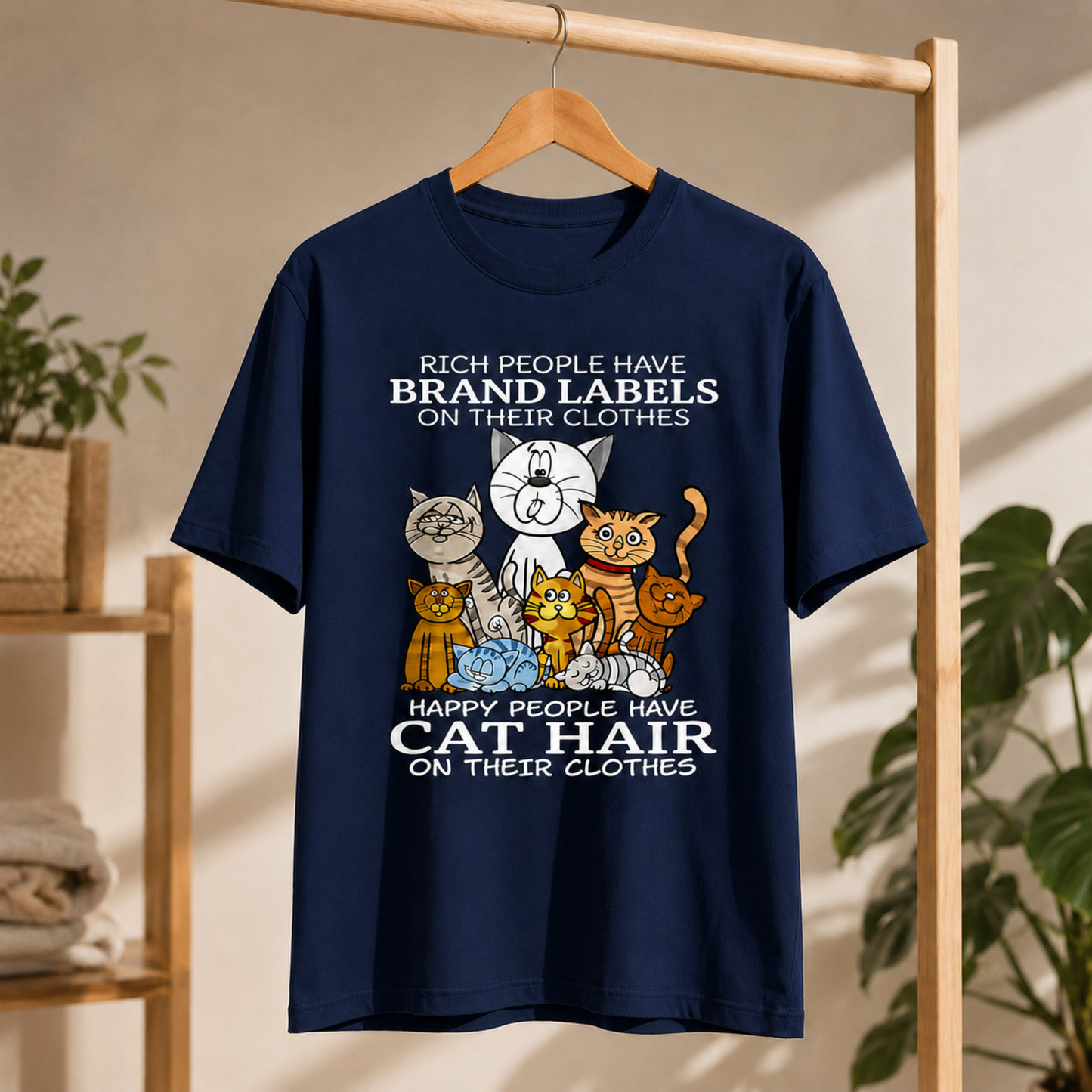 Cat Hair T-Shirt – Happy People Have Cat Hair Graphic Tee