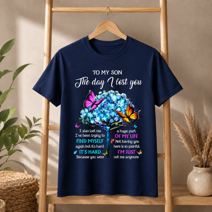 To My Son Memorial T-Shirt – Butterfly Tree Remembrance Graphic Tee