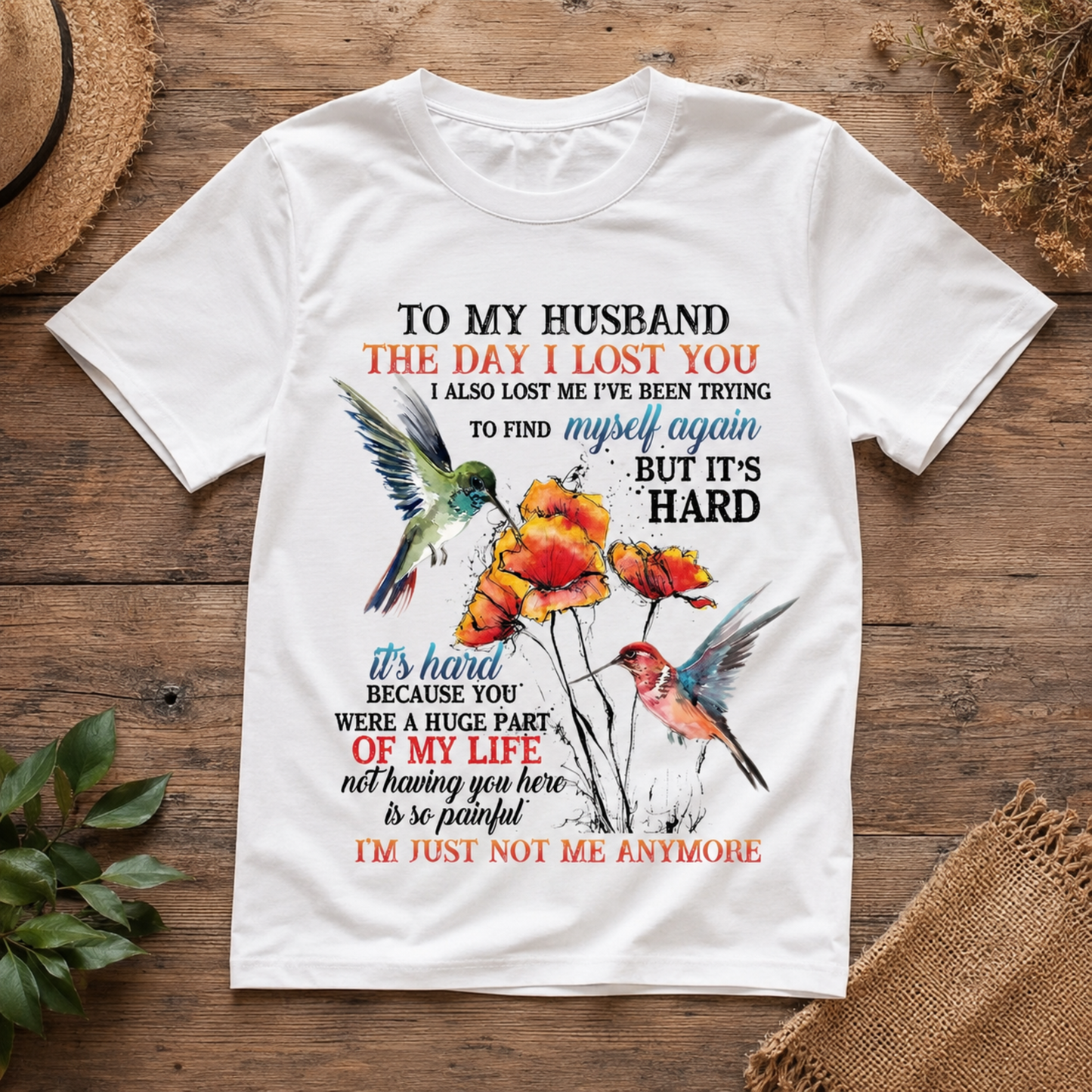 To My Husband Memorial T-Shirt – Hummingbird Remembrance Graphic Tee