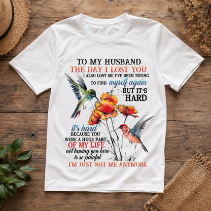 To My Husband Memorial T-Shirt – Hummingbird Remembrance Graphic Tee