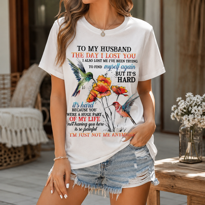To My Husband Memorial T-Shirt – Hummingbird Remembrance Graphic Tee