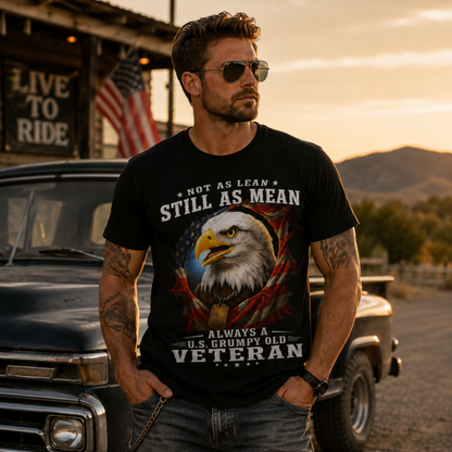 Grumpy Old Veteran T-Shirt – Not as Lean Still as Mean Eagle Tee