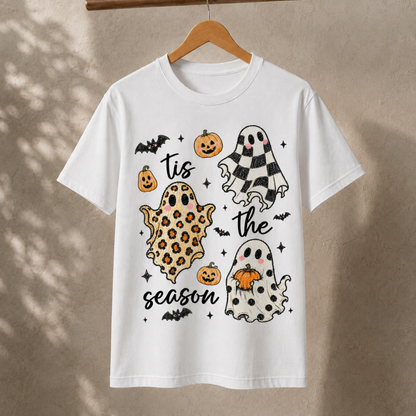Tis the Season Ghost T-Shirt – Cute Halloween Pumpkin Graphic Tee