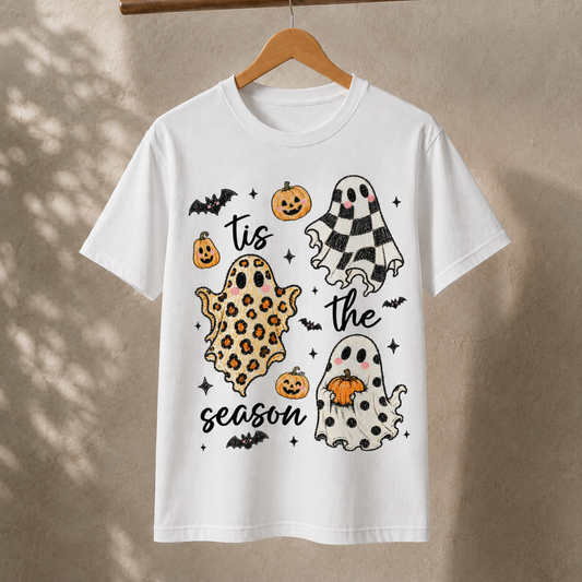 Tis the Season Ghost T-Shirt – Cute Halloween Pumpkin Graphic Tee