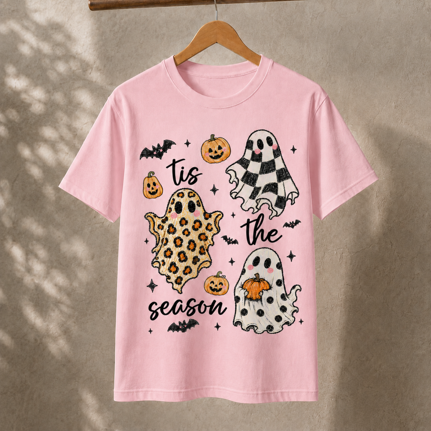 Tis the Season Ghost T-Shirt – Cute Halloween Pumpkin Graphic Tee