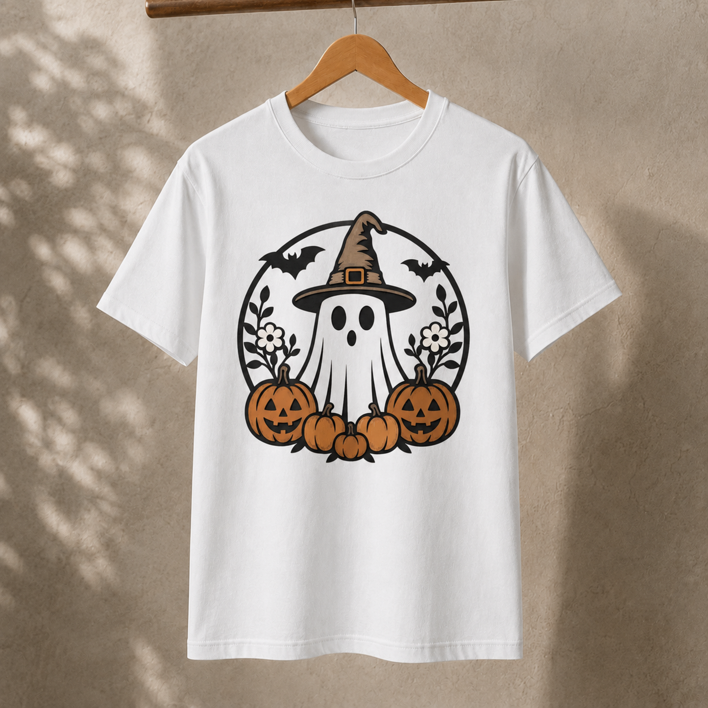 Witch Ghost Pumpkin T-Shirt – Cute Retro Halloween Graphic Tee