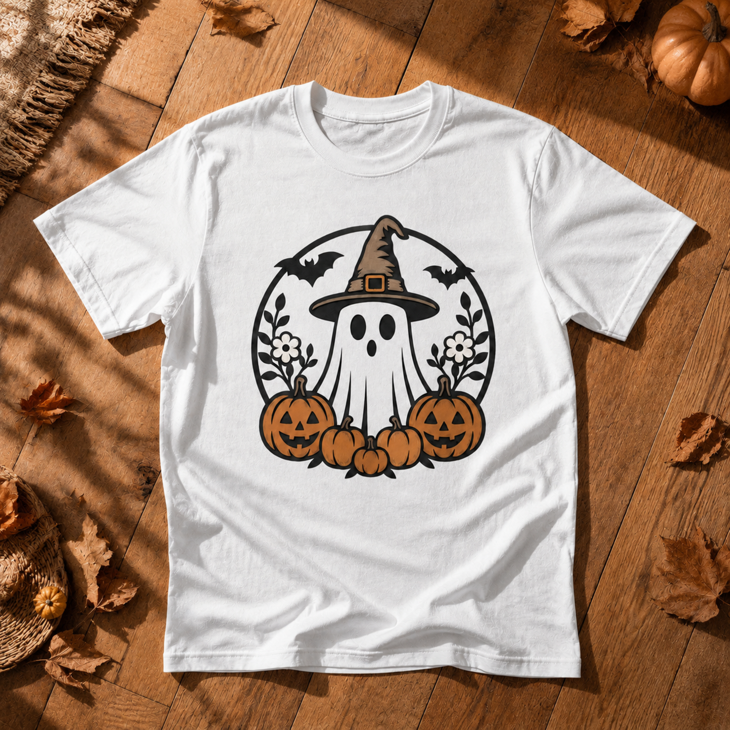 Witch Ghost Pumpkin T-Shirt – Cute Retro Halloween Graphic Tee