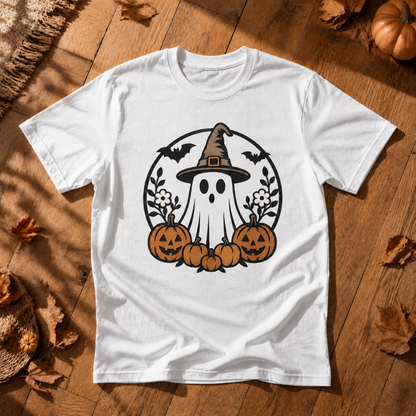 Witch Ghost Pumpkin T-Shirt – Cute Retro Halloween Graphic Tee