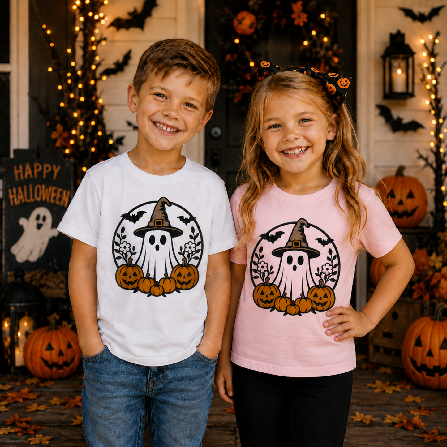 Witch Ghost Pumpkin T-Shirt – Cute Retro Halloween Graphic Tee