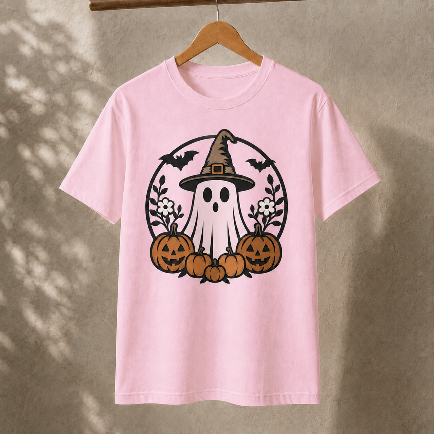 Witch Ghost Pumpkin T-Shirt – Cute Retro Halloween Graphic Tee