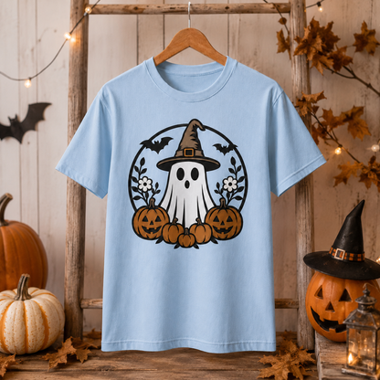 Witch Ghost Pumpkin T-Shirt – Cute Retro Halloween Graphic Tee