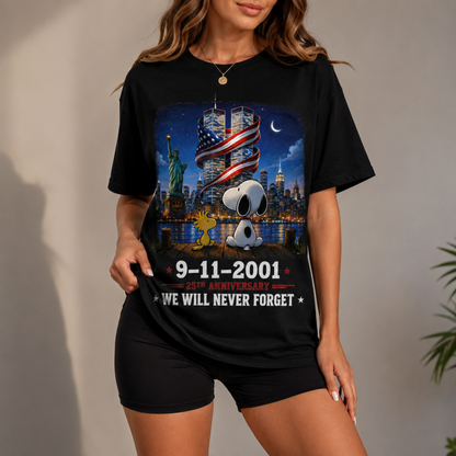 9/11 Memorial T-Shirt – 25th Anniversary We Will Never Forget Tee