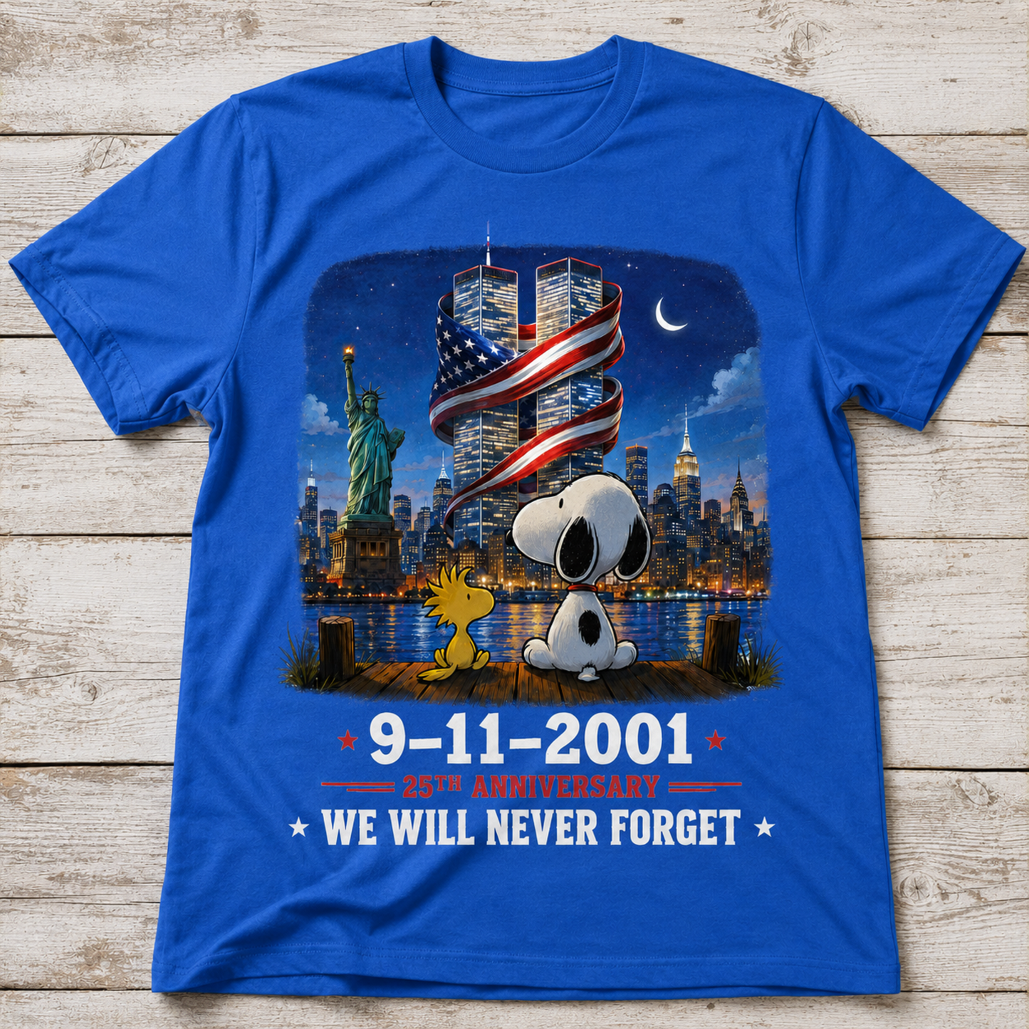 9/11 Memorial T-Shirt – 25th Anniversary We Will Never Forget Tee
