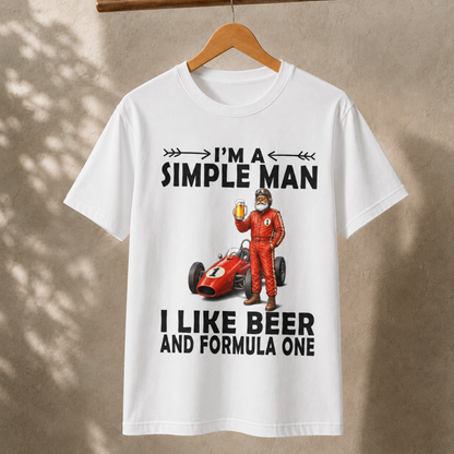 Simple Man Beer and Formula One T-Shirt – Funny Racing Graphic Tee