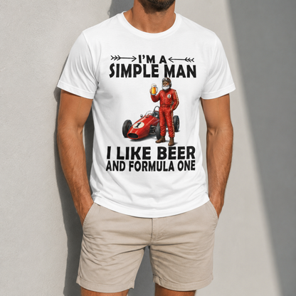 Simple Man Beer and Formula One T-Shirt – Funny Racing Graphic Tee
