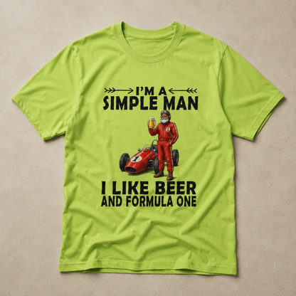 Simple Man Beer and Formula One T-Shirt – Funny Racing Graphic Tee