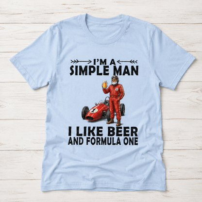 Simple Man Beer and Formula One T-Shirt – Funny Racing Graphic Tee
