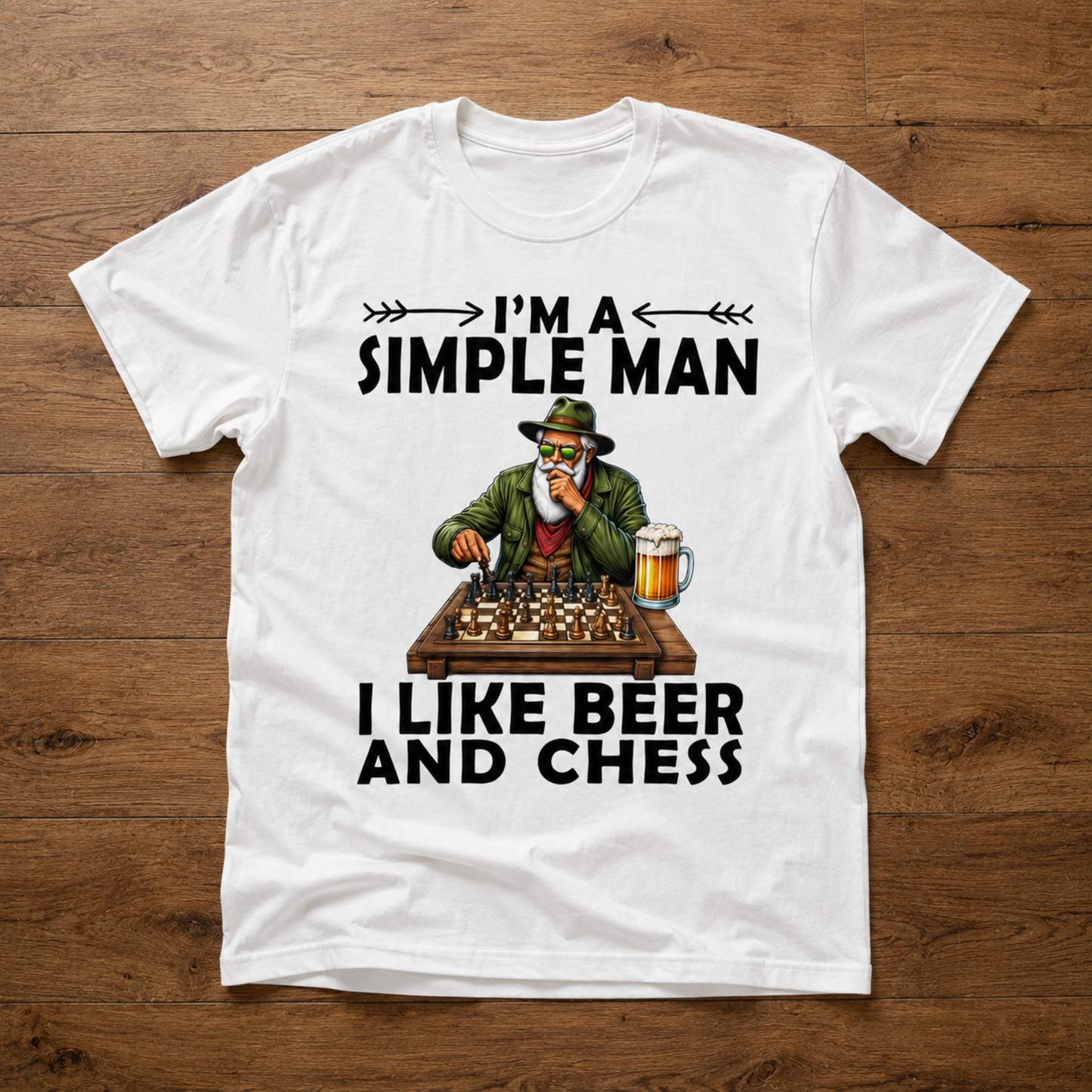 Simple Man Beer and Chess T-Shirt – Funny Chess Player Graphic Tee