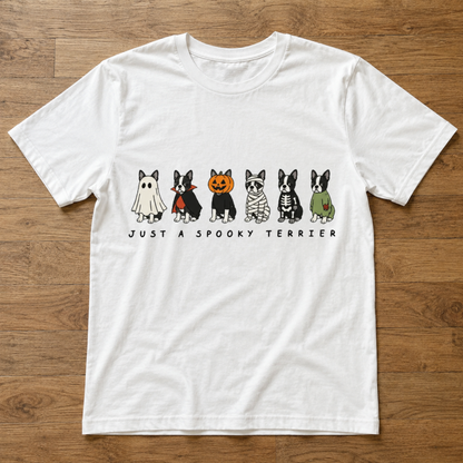 Spooky Terrier T-Shirt – Halloween Boston Terrier Costume Graphic Tee