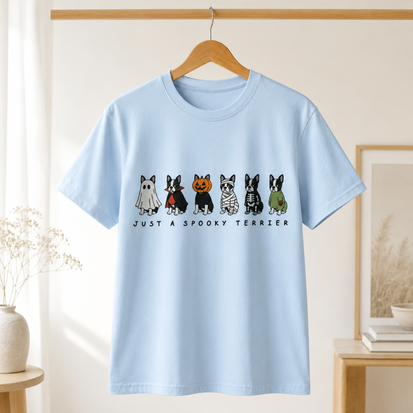 Spooky Terrier T-Shirt – Halloween Boston Terrier Costume Graphic Tee