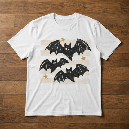 Vintage Bat T-Shirt – Distressed Halloween Flying Bats Graphic Tee