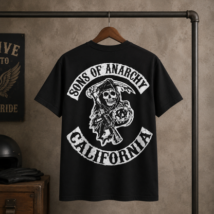 Sons of Anarchy California T-Shirt – Grim Reaper Biker Graphic Tee