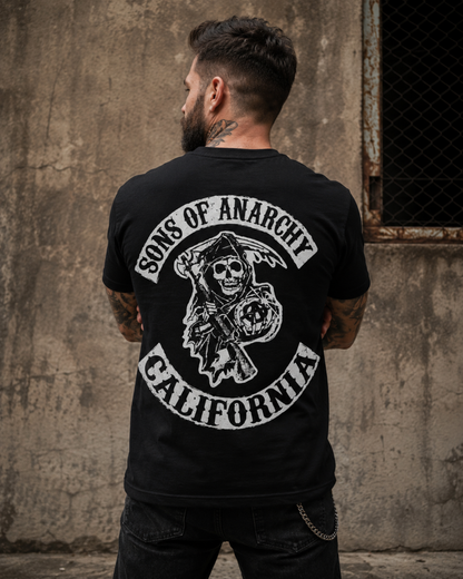 Sons of Anarchy California T-Shirt – Grim Reaper Biker Graphic Tee