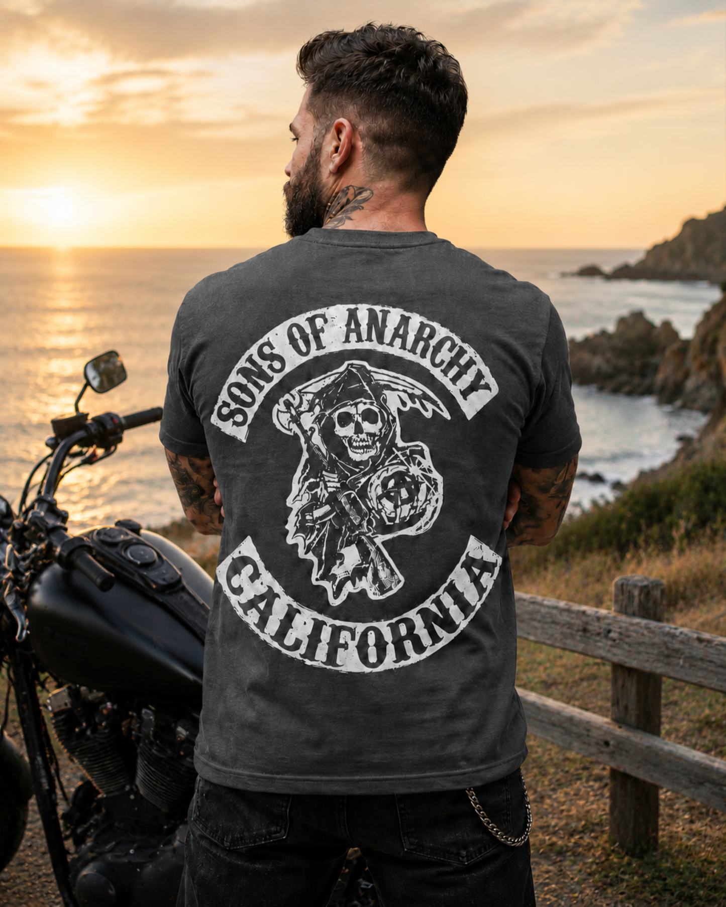Sons of Anarchy California T-Shirt – Grim Reaper Biker Graphic Tee