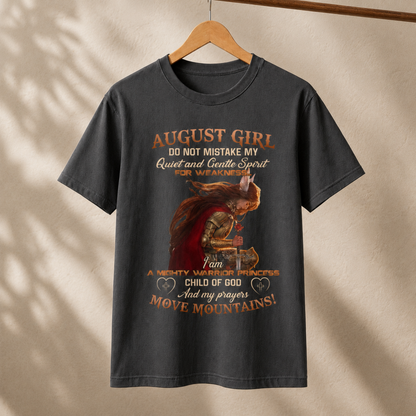 August Girl Warrior Princess T-Shirt – Faith and Strength Inspirational Tee