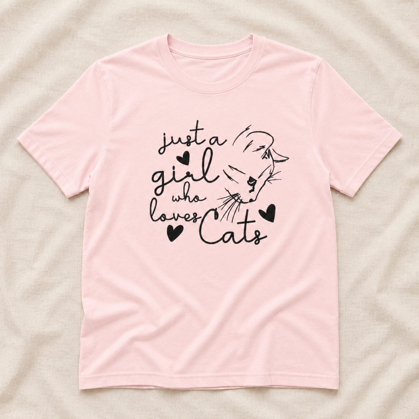 Just a Girl Who Loves Cats T-Shirt – Minimalist Cat Lover Graphic Tee