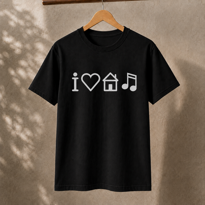 I Love House Music T-Shirt – Minimalist Electronic Music Graphic Tee