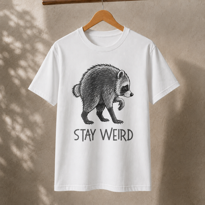 Stay Weird Raccoon T-Shirt – Funny Vintage Wildlife Graphic Tee