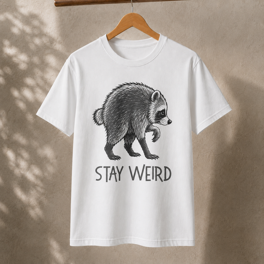 Stay Weird Raccoon T-Shirt – Funny Vintage Wildlife Graphic Tee