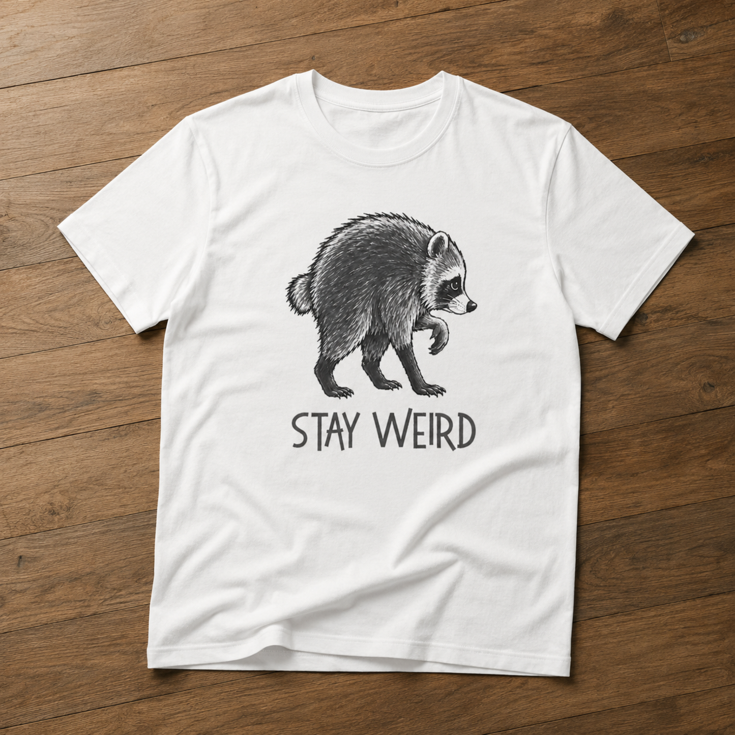 Stay Weird Raccoon T-Shirt – Funny Vintage Wildlife Graphic Tee