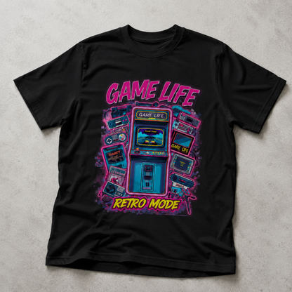 Game Life Retro Mode T-Shirt – Vintage Arcade Gaming Graphic Tee