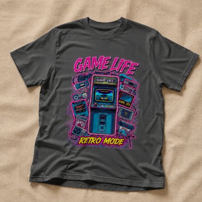 Game Life Retro Mode T-Shirt – Vintage Arcade Gaming Graphic Tee