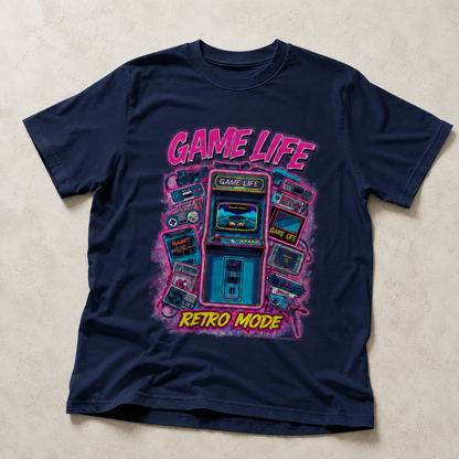 Game Life Retro Mode T-Shirt – Vintage Arcade Gaming Graphic Tee