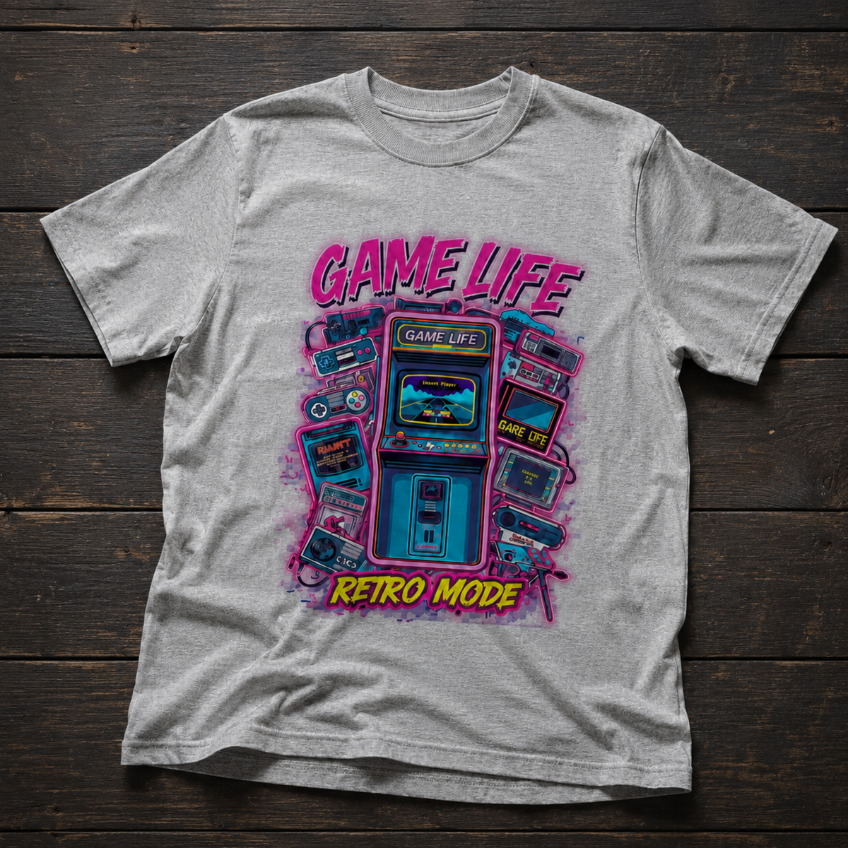 Game Life Retro Mode T-Shirt – Vintage Arcade Gaming Graphic Tee