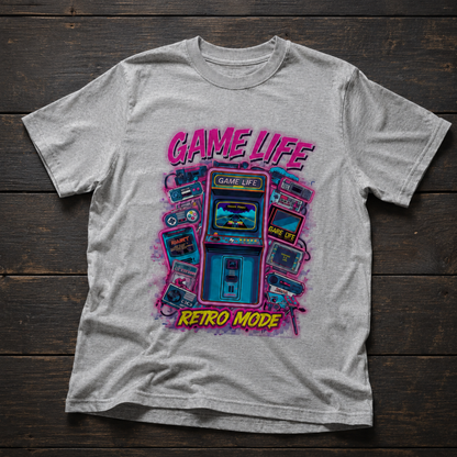 Game Life Retro Mode T-Shirt – Vintage Arcade Gaming Graphic Tee