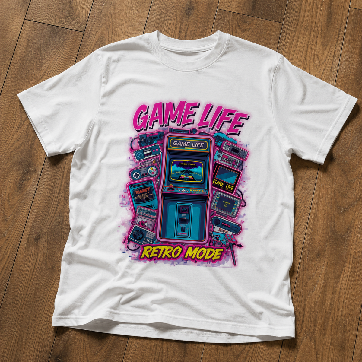 Game Life Retro Mode T-Shirt – Vintage Arcade Gaming Graphic Tee